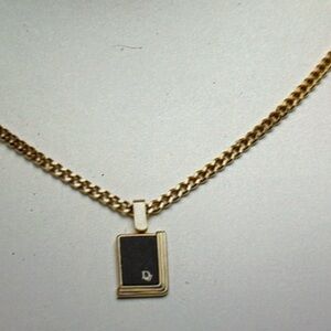 Christian Dior Dior Plate Necklace Gold and Black Made in Germany